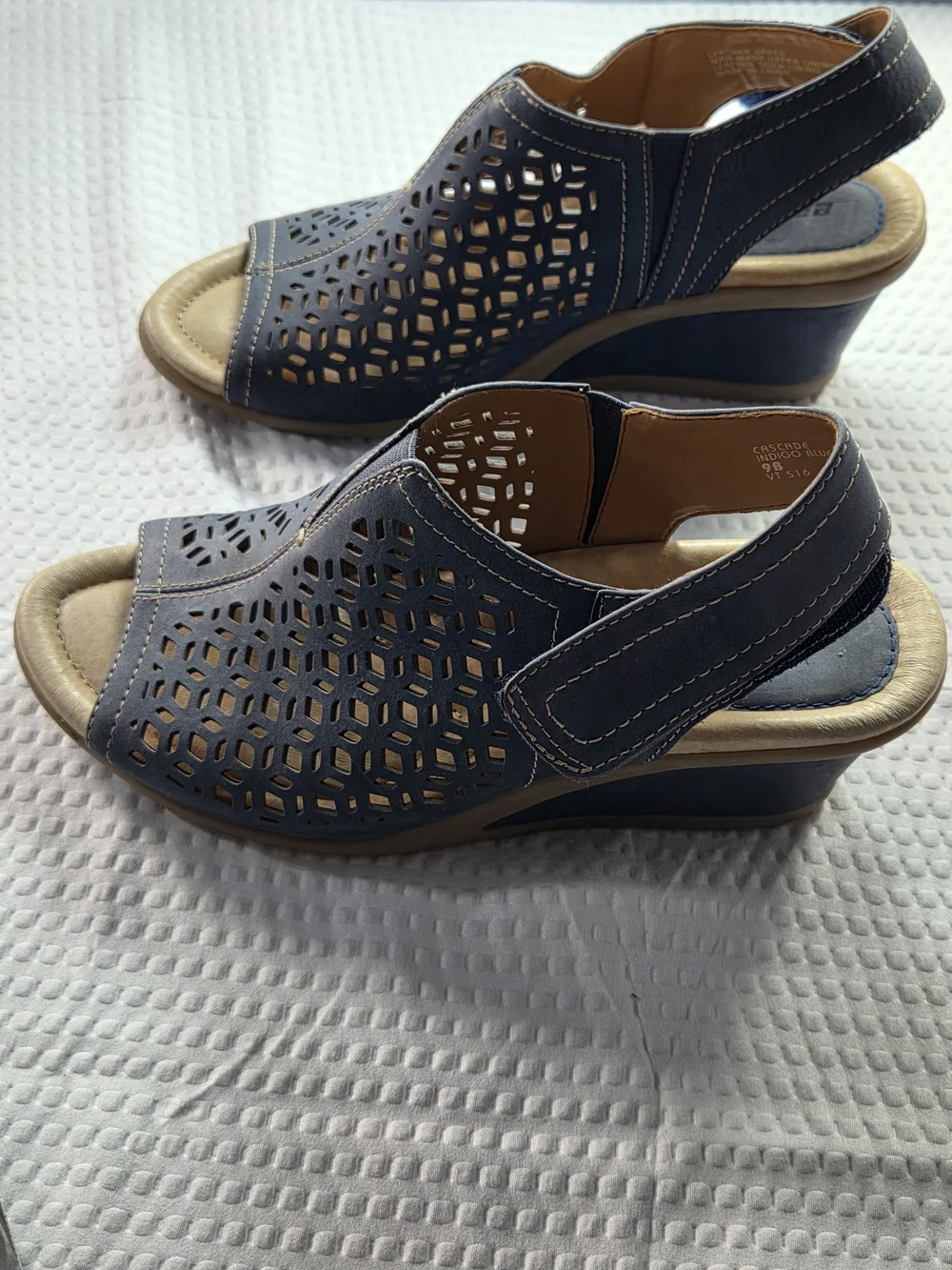 Earth Cascadw Indigo Navy Perforated Slingback Sandals